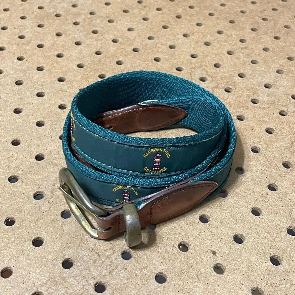 YRI Designs Harbour Town Golf Links Hilton Golf Needlepoint Belt Size 34 Men